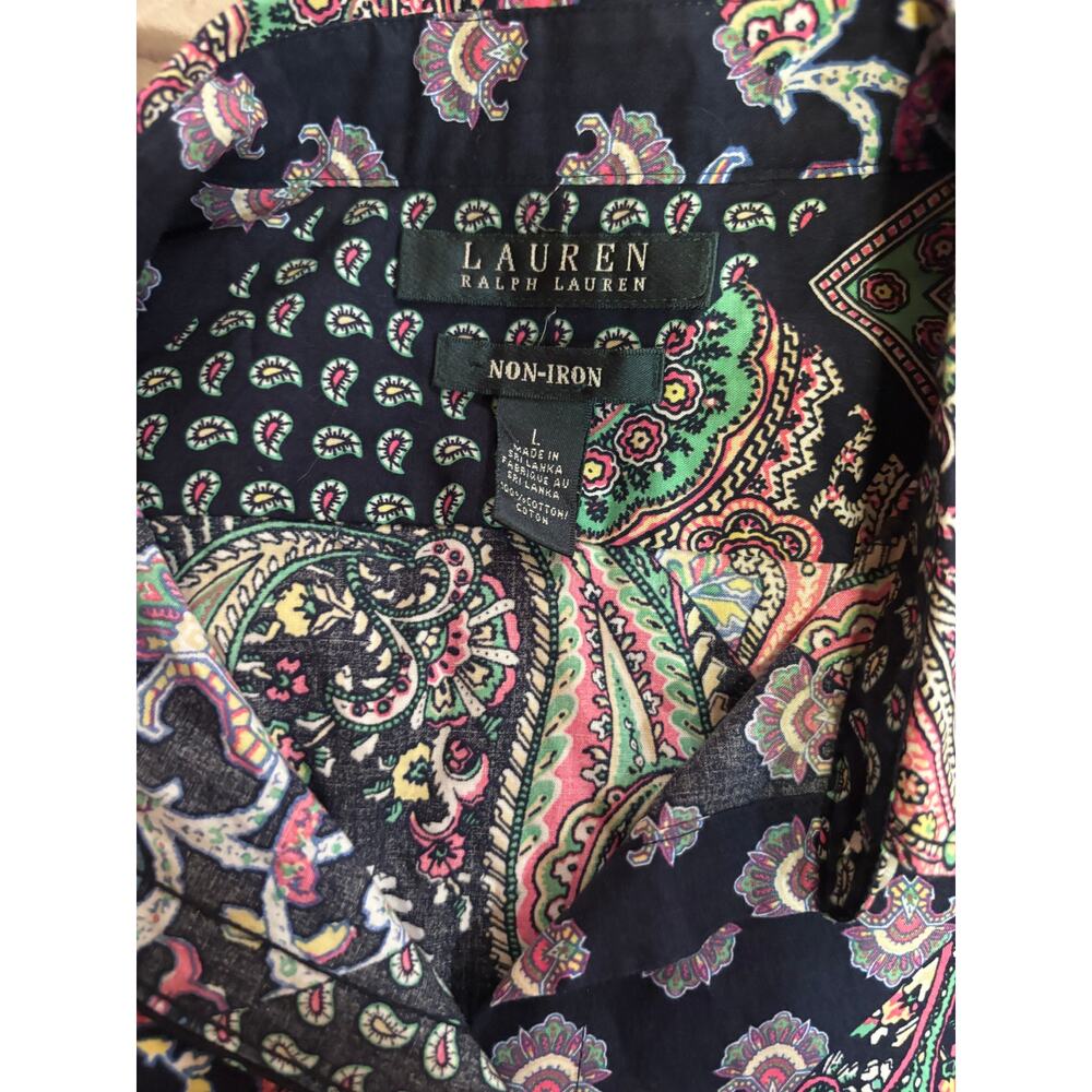 Lauren Ralph Lauren Paisley Patchwork Button Down Shirt Size Large - Picture 5 of 7